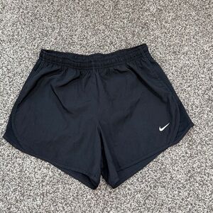 Nike Girls Black Athletic Shorts with White Logo